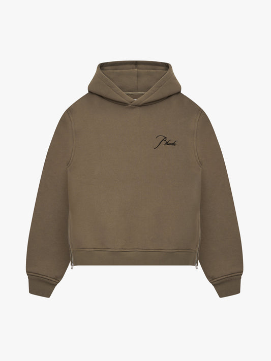 CLASSIQUE SIDE ZIP PULLOVER HOODIE - MOSS