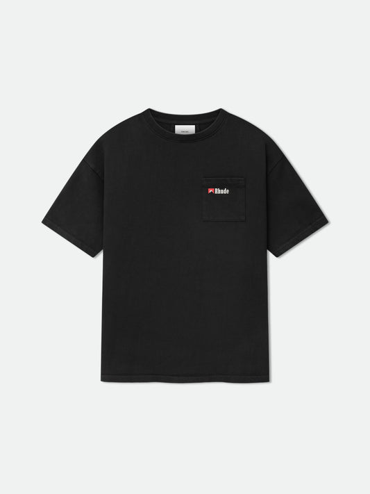 MOONLIGHT WOLF POCKET TEE - BLACK